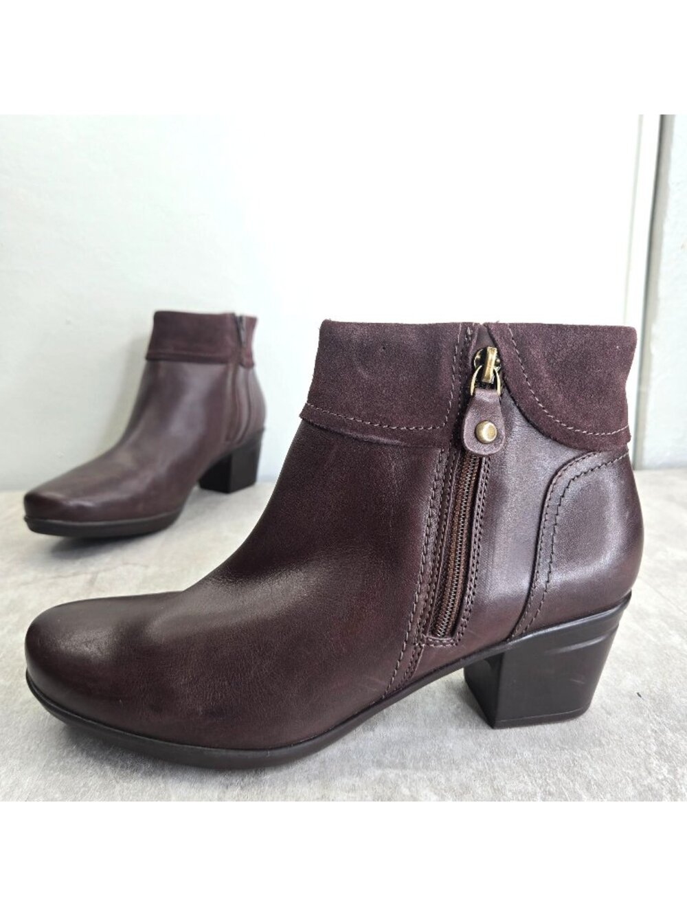 Ankle Bootie 8 Wide Fit Mohagonay Leather Comfort Short Boots Preppy Minimalist